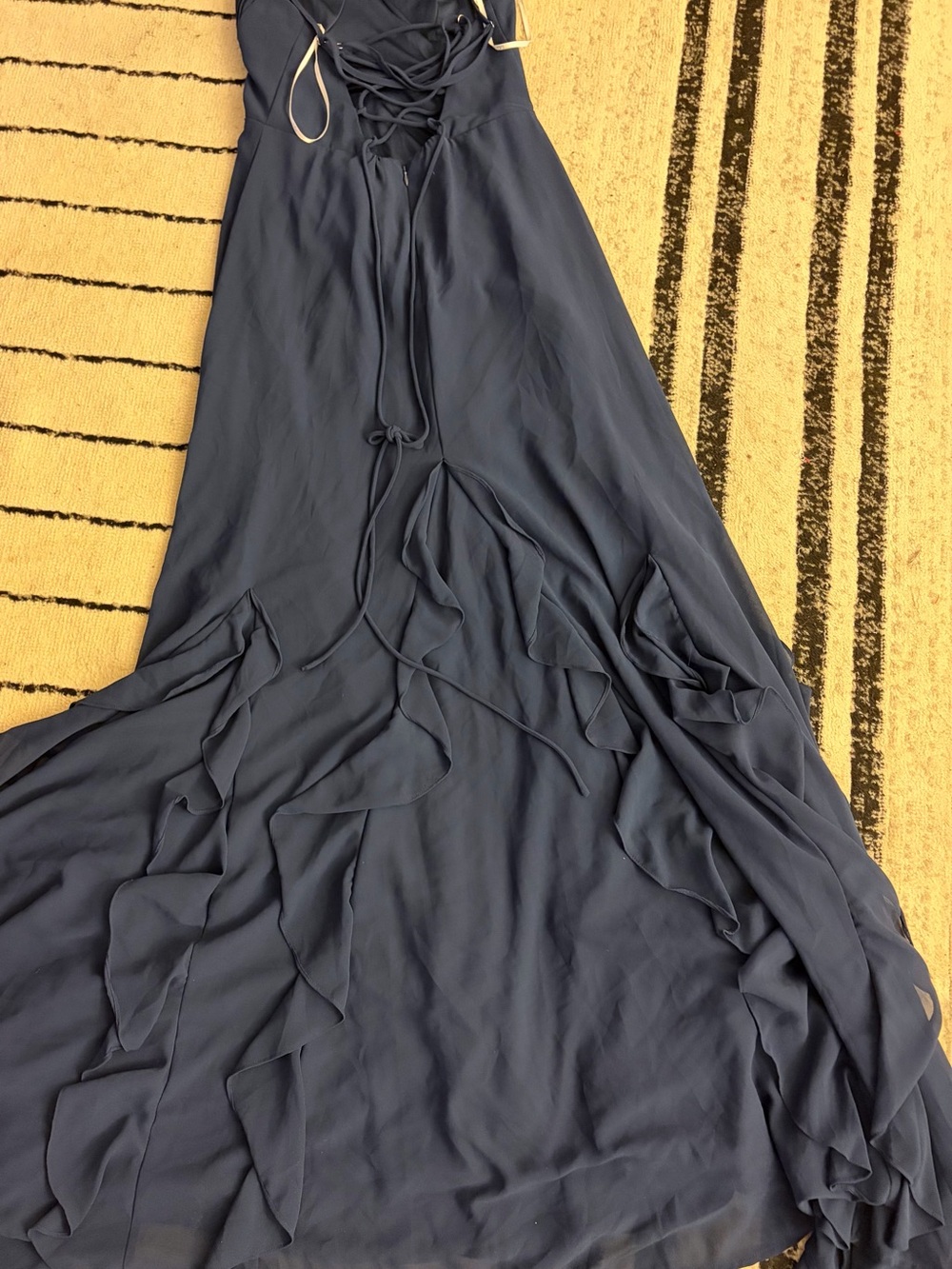 Lulu's Navy Ruffle-Detail Maxi Dress - Picture 4 of 5